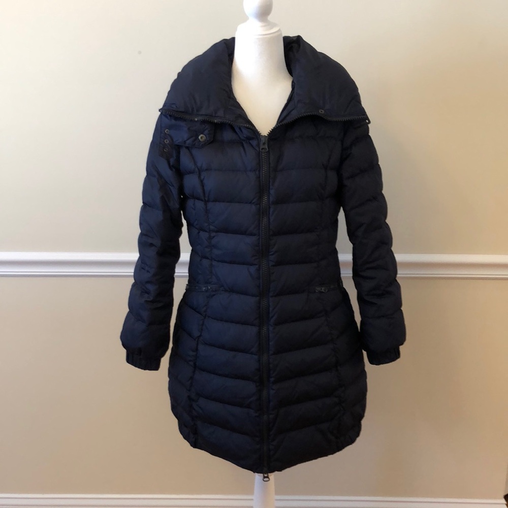 Happy Goat Lucky Navy Blue Long Puffer Jacket Size 10 EUC
